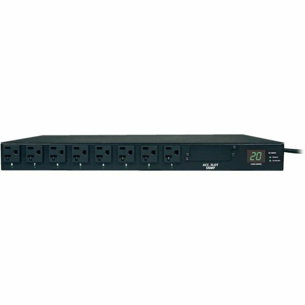 Eaton Tripp Lite Series 1.9kW Single-Phase Local Metered Automatic Transfer Switch PDU, 2 120V L5-20P / 5-20P Inputs, 16 5-15/20R Outputs, 1U, TAA