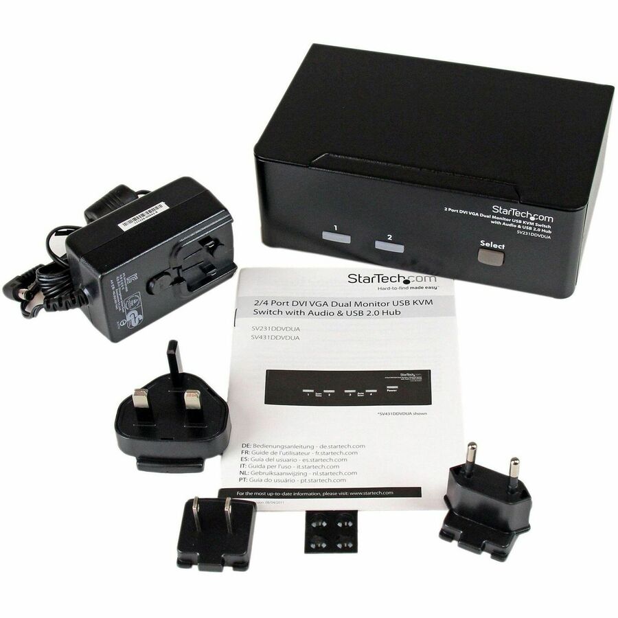 StarTech.com 2 Port DVI VGA Dual Monitor KVM Switch USB with Audio & USB 2.0 Hub