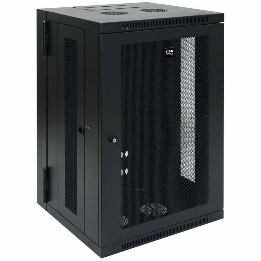 Eaton Tripp Lite Series SmartRack 18U Low-Profile Switch-Depth Wall-Mount Rack Enclosure Cabinet, Hinged Back