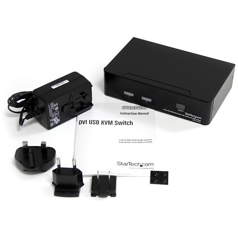 StarTech.com 2 Port DVI + USB KVM Switch with Audio - KVM switch - USB 2.0 Hub - 2 ports - 1 local user - 1U