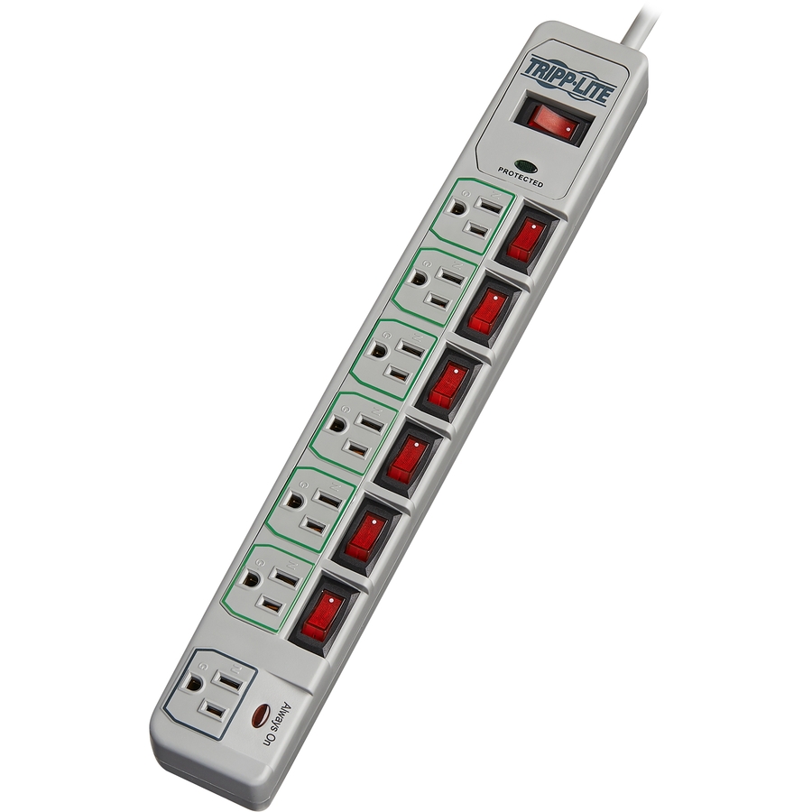 Tripp Lite by Eaton Eco-Surge 7-Outlet Surge Protector, 6 ft. (1.83 m) Cord, 1080 Joules, Individually-Controlled