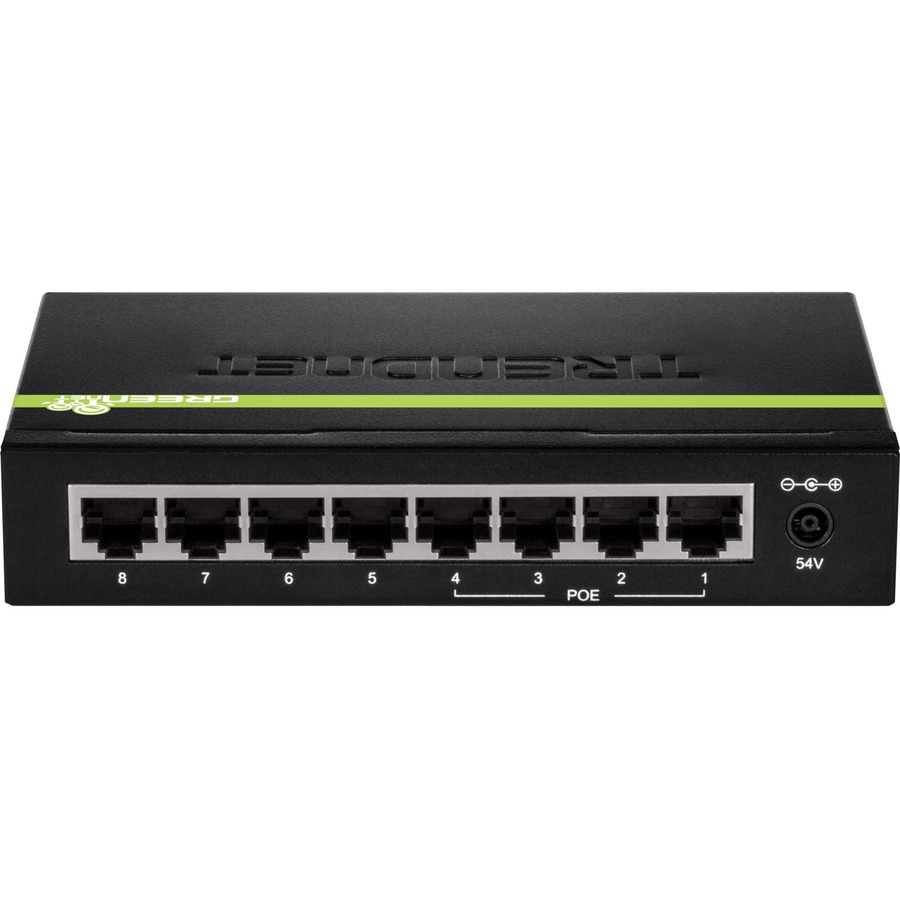 TRENDnet 8-Port Gigabit GREENnet PoE+ Switch, 4 x Gigabit PoE-PoE+ Ports, 4 x Gigabit Ports, 61W Power Budget, 16 Gbps Switch Capacity, Ethernet Unmanaged Switch, Lifetime Protection, Black, TPE-TG44G