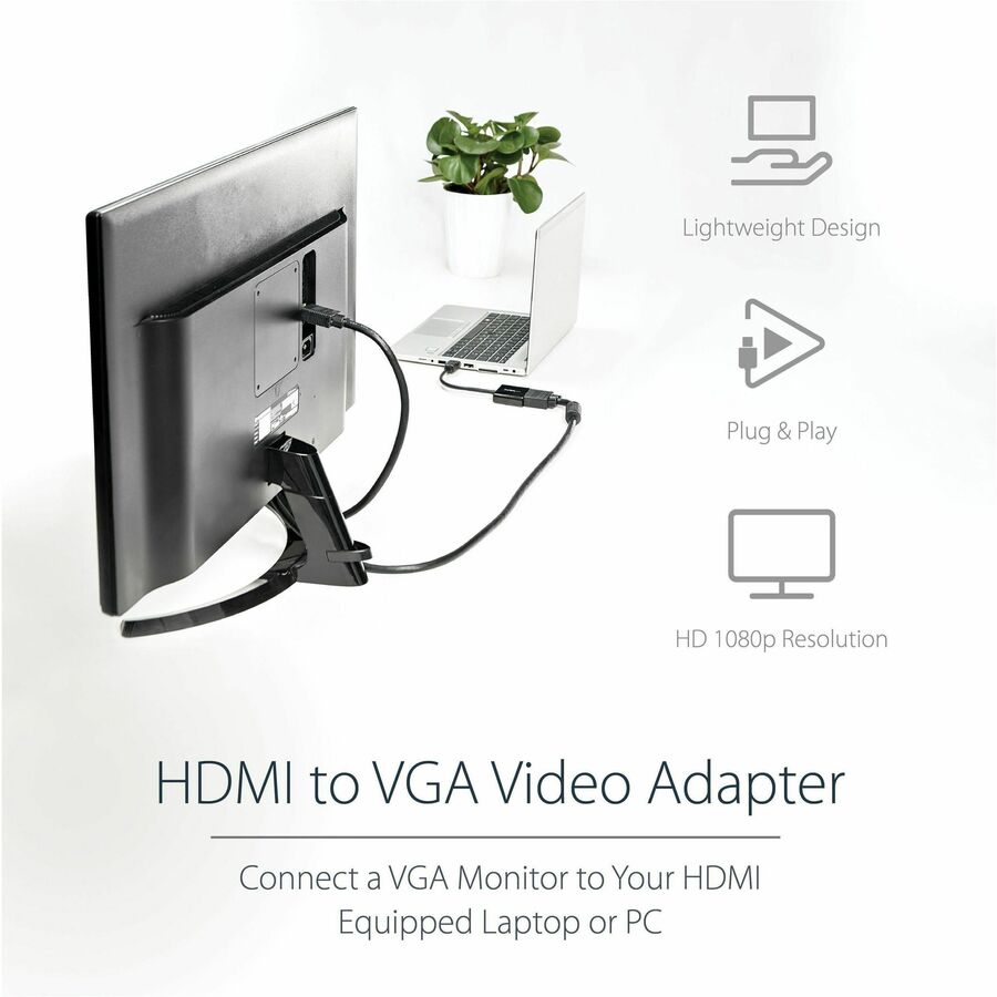 StarTech.com HDMI to VGA Adapter - 1080p - 1920 x 1080 - Black - HDMI Converter - VGA to HDMI Monitor Adapter