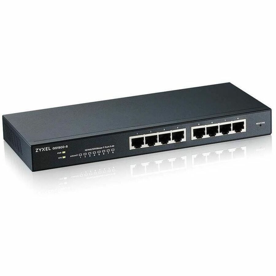 ZyXEL GS1900-8 Fanless 8 Port GbE L2 Web Managed Desktop Switch