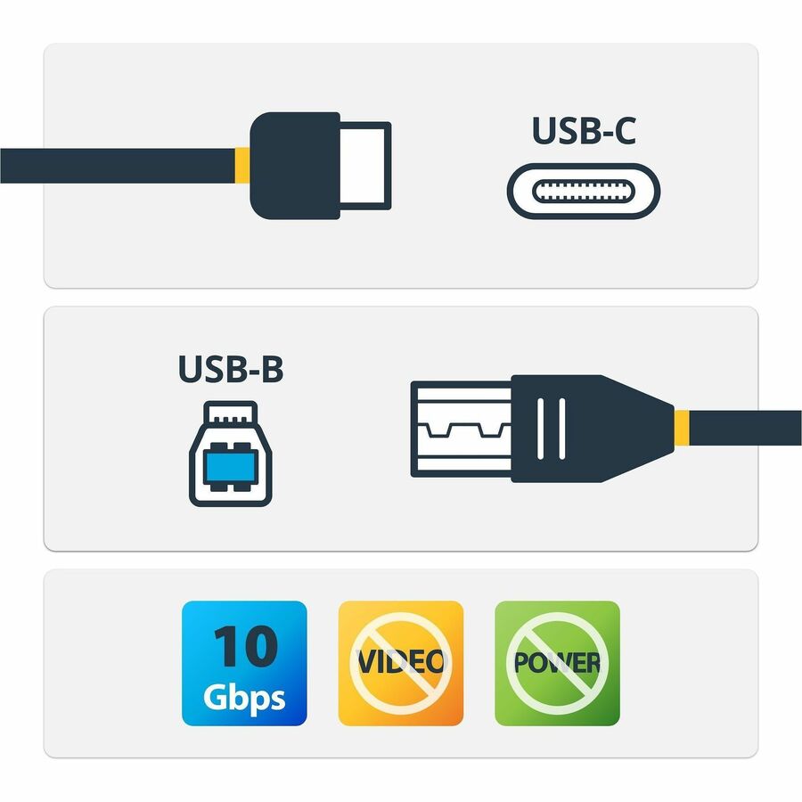 StarTech.com 1m 3 ft USB C to USB B Printer Cable M/M - USB 3.1 (10Gbps) - USB B Cable - USB C to USB B Cable - USB Type C to Type B Cable