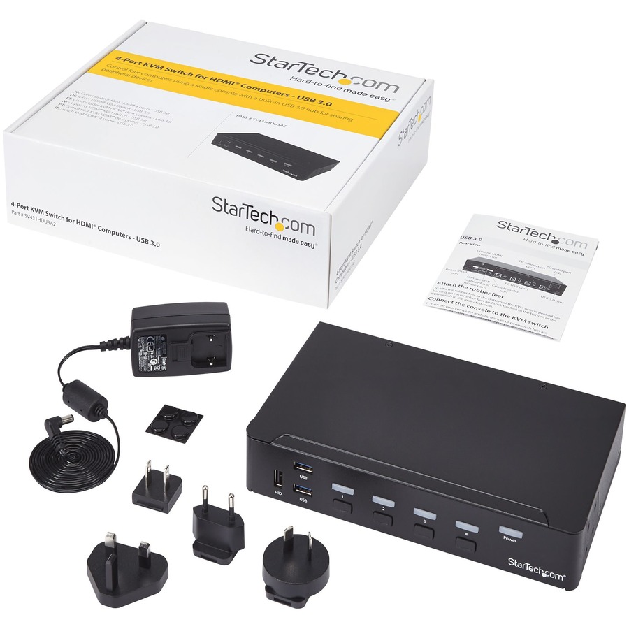 StarTech.com 4-Port HDMI KVM Switch - Built-in USB 3.0 Hub for Peripheral Devices - 1080p