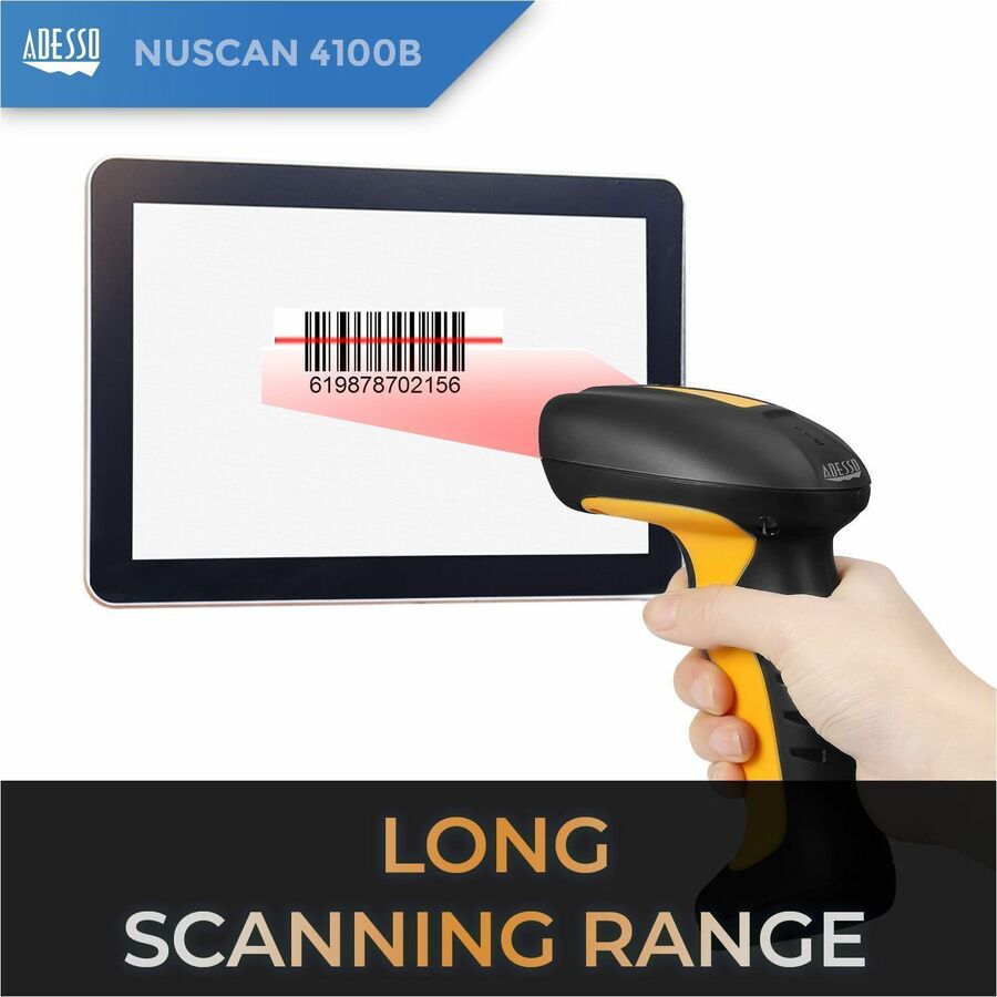 Adesso NuScan 4100B Bluetooth Antimicrobial Waterproof CCD Barcode Scanner