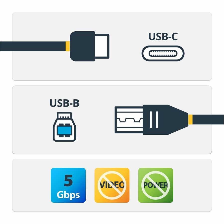 StarTech.com 2m 6 ft USB C to USB B Printer Cable - M/M - USB 3.0 (5Gbps) USB B Cable - USB C to USB B Cable - USB Type C to Type B Cable