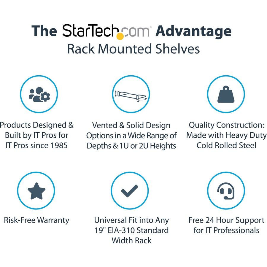 StarTech.com 1U Server Rack Cabinet Shelf - Fixed 10