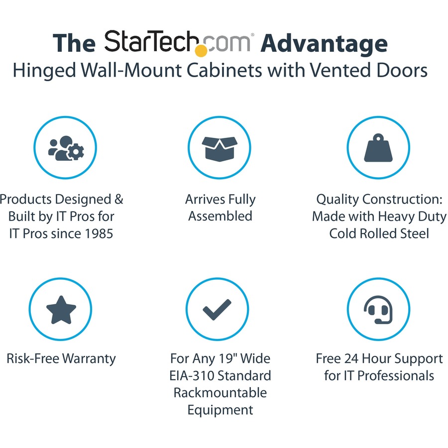 StarTech.com 4-Post 12U Wall Mount Network Cabinet, 19