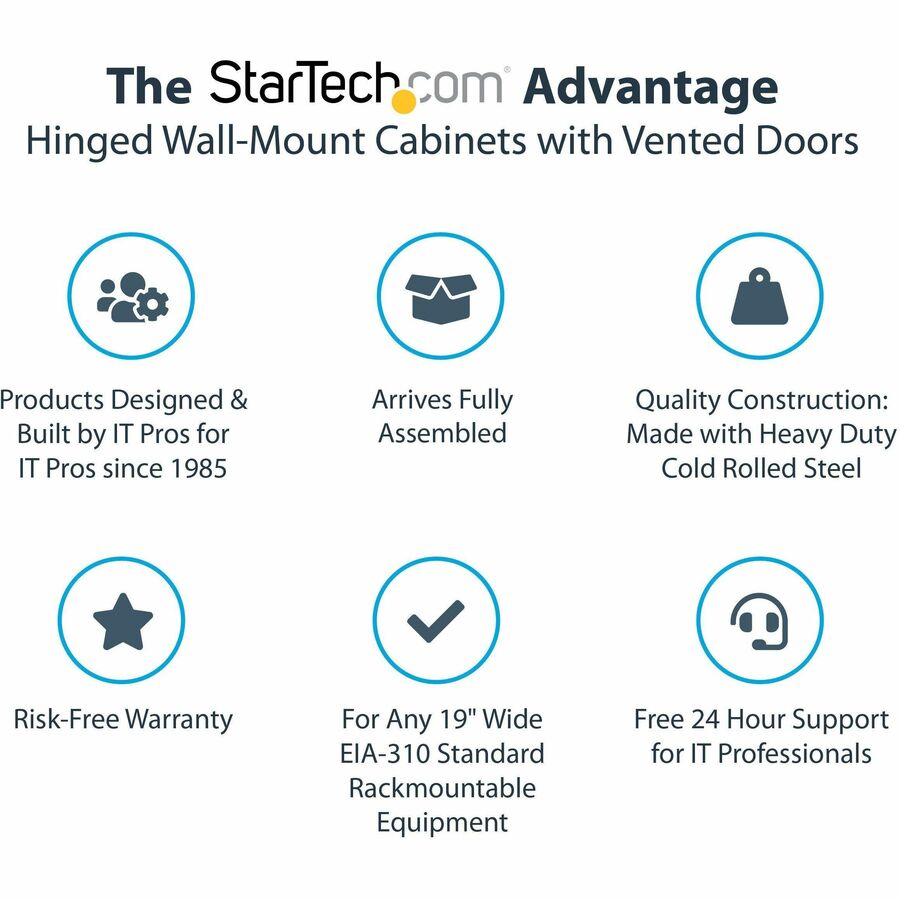 StarTech.com 4-Post 12U Wall Mount Network Cabinet, 19