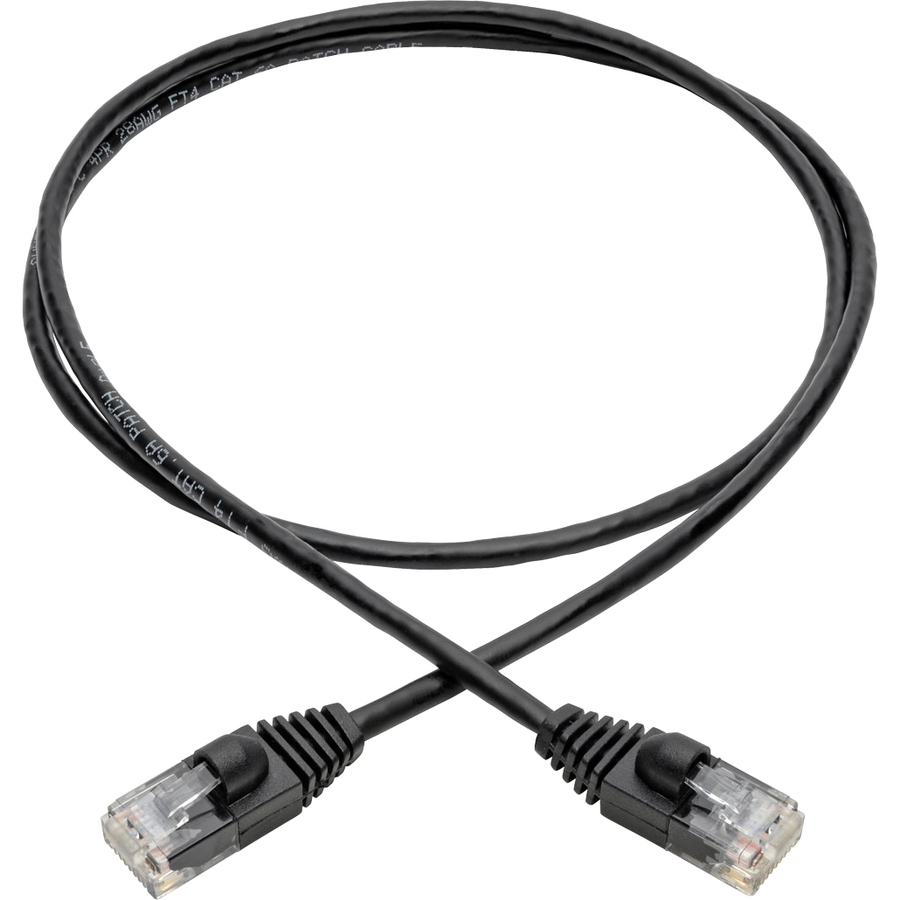 Eaton Tripp Lite Series Cat6a 10G Snagless Molded Slim UTP Ethernet Cable (RJ45 M/M), Black, 3 ft. (0.91 m)