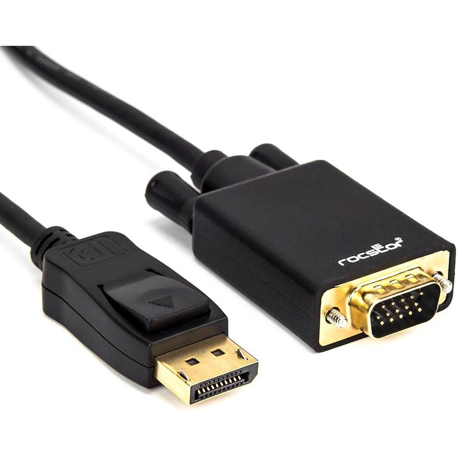 Rocstor Premium 6 ft DisplayPort to VGA Cable M/M- DisplayPort to VGA Supporting 1920x1200 1080p at 60Hz - DP/VGA cable for Notebook, Computers, Projector, TV, Video Device - 6 ft (1.83m) - 1 Retial Pack - Gold Platted - 1 x DisplayPort Male Digital Audio