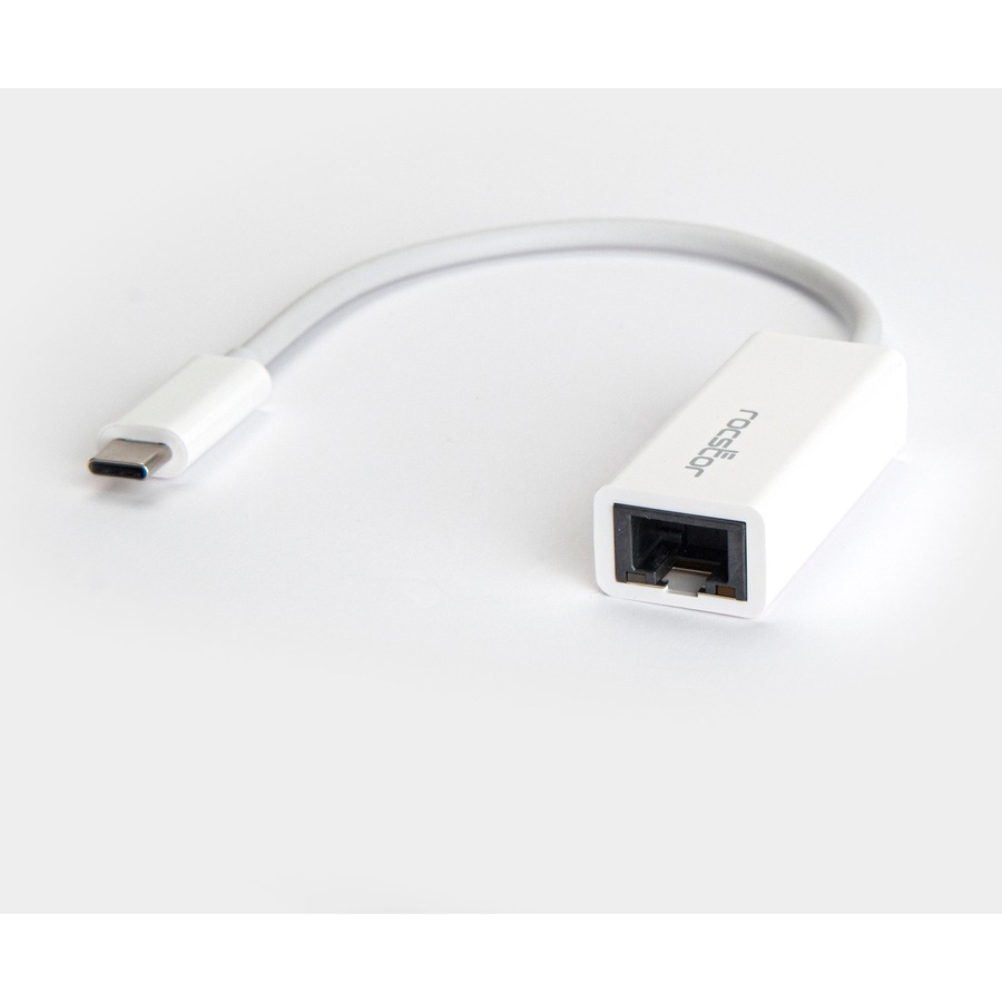 Rocstor Premium USB-C to Gigabit Network Adapter - USB Type-C to Gigabit Ethernet 10/100/1000 Adapter - Supports PXE Boot, Wake-On-Lan - Compatible with Mac & PC-Plug & Play (No Drivers Needed) - White - USB 3.1 - 1 Port(s) - 1 - Twisted Pair WITH NATIVE