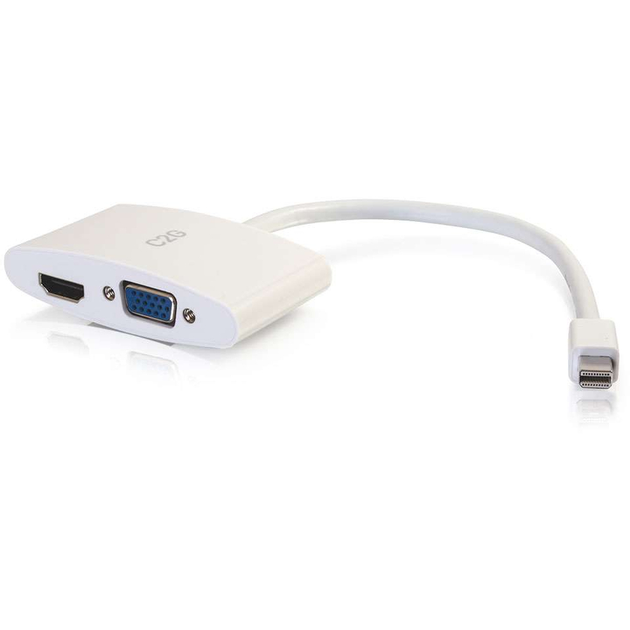 C2G 8in Mini DisplayPort to 4K HDMI or VGA Adapter - White