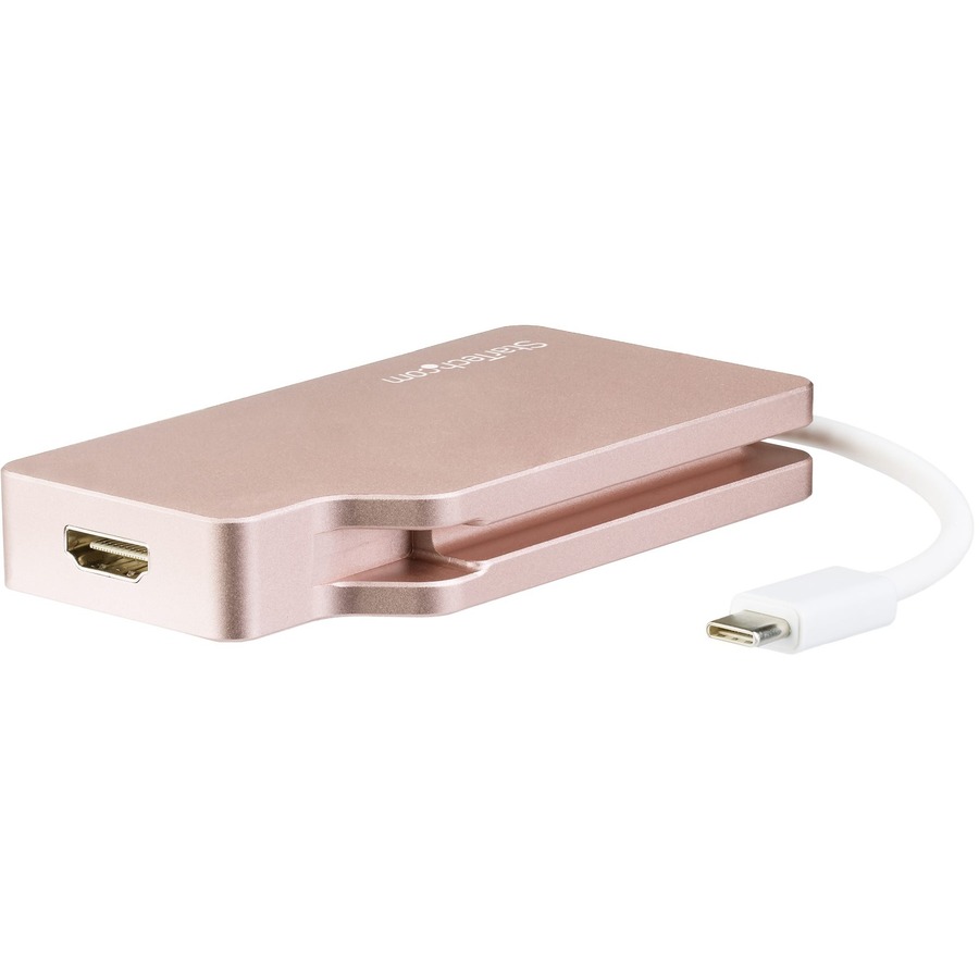 StarTech.com USB C Multiport Video Adapter 4K/1080p - USB Type C to HDMI, VGA, DVI or Mini DisplayPort Monitor Adapter - Rose Gold