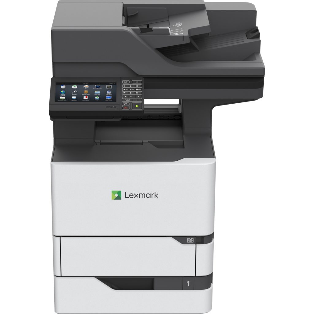 Lexmark MX720 MX722ade Laser Multifunction Printer-Monochrome-Copier/Fax/Scanner-70 ppm Mono Print-1200x1200 Print-Automatic Duplex Print-350000 Pages Monthly-650 sheets Input-Color Scanner-600 Optical Scan-Monochrome Fax-Gigabit Ethernet