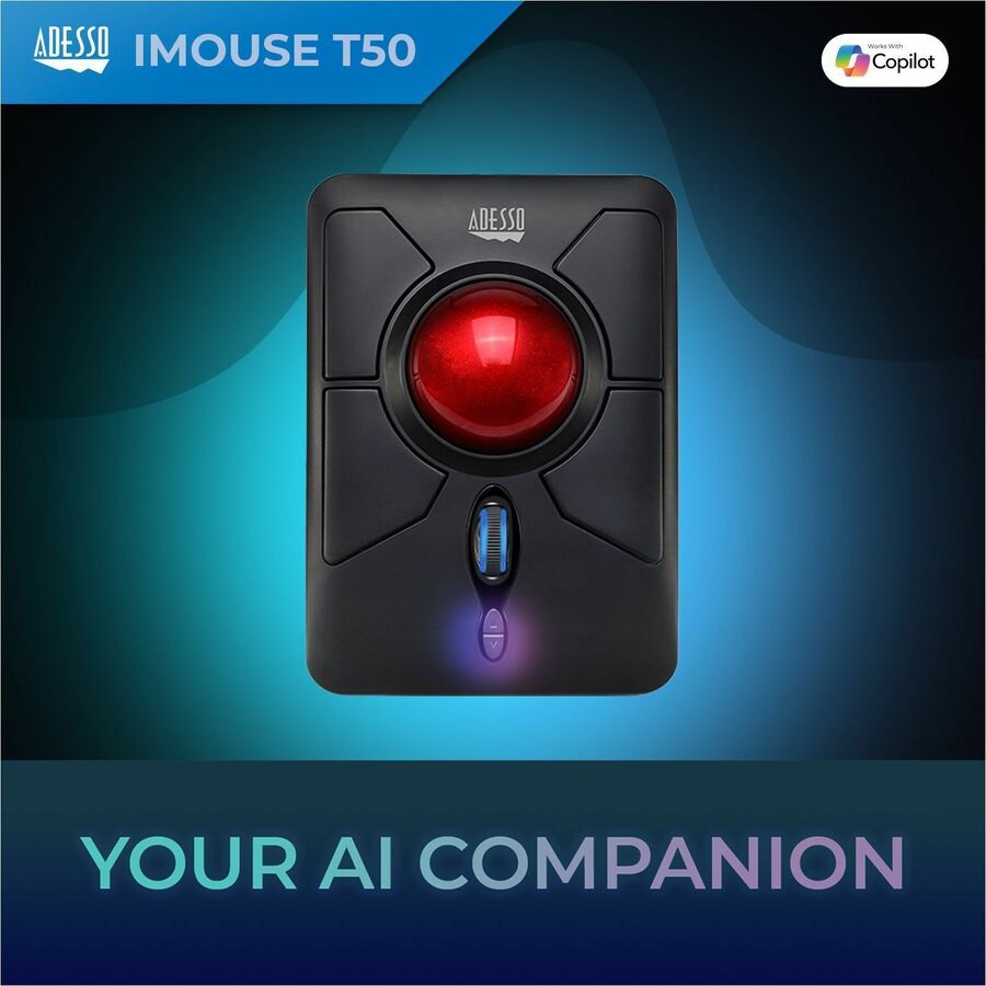 Adesso iMouse T50 - Wireless Programmable Ergonomic Trackball Mouse