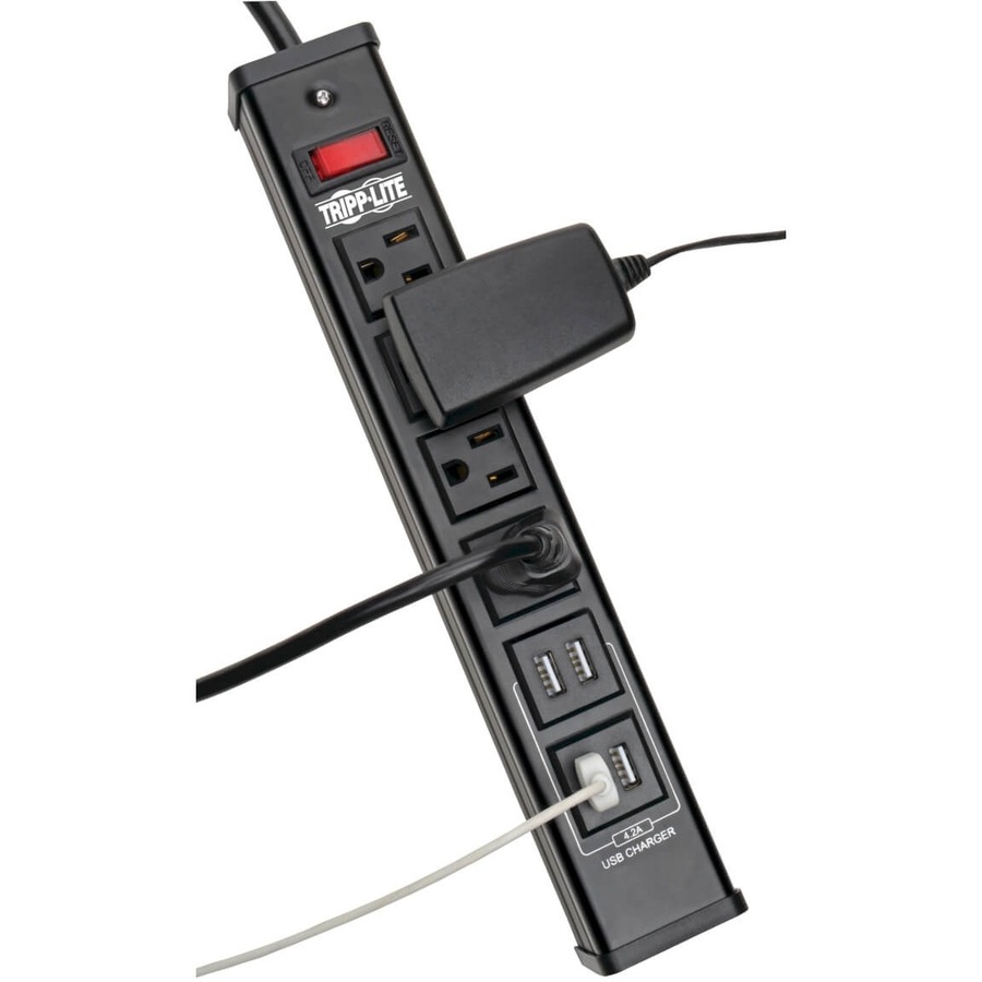 Tripp Lite by Eaton 4-Outlet Surge Protector with 4 USB Ports (4.2A Shared) - 6 ft. (1.83 m) Cord, 450 Joules, Metal Housing