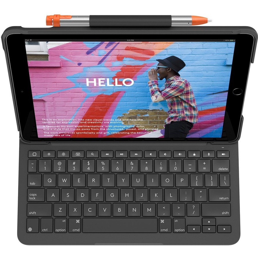 Logitech Slim Folio Keyboard/Cover Case (Folio) iPad (7th Generation), iPad (8th Generation), iPad (9th Generation) Tablet - Graphite