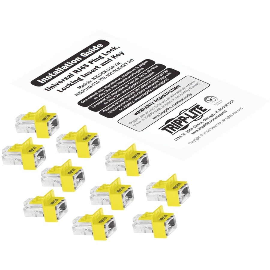 Tripp Lite by Eaton Universal RJ45 Locking Inserts, Yellow, 10 Pack