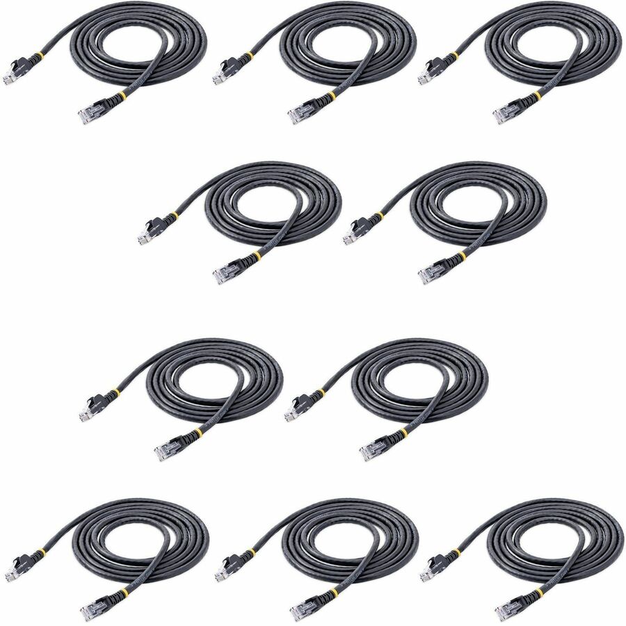 StarTech.com 6 ft. CAT6 Ethernet Cable - 10 Pack - ETL Verified - Black CAT6 Patch Cord - Snagless RJ45 Connectors - 24 AWG - UTP