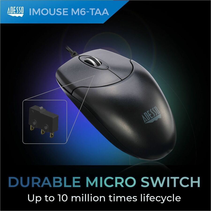 Adesso iMouse M6-TAA - Optical Scroll Mouse (TAA Compliant)