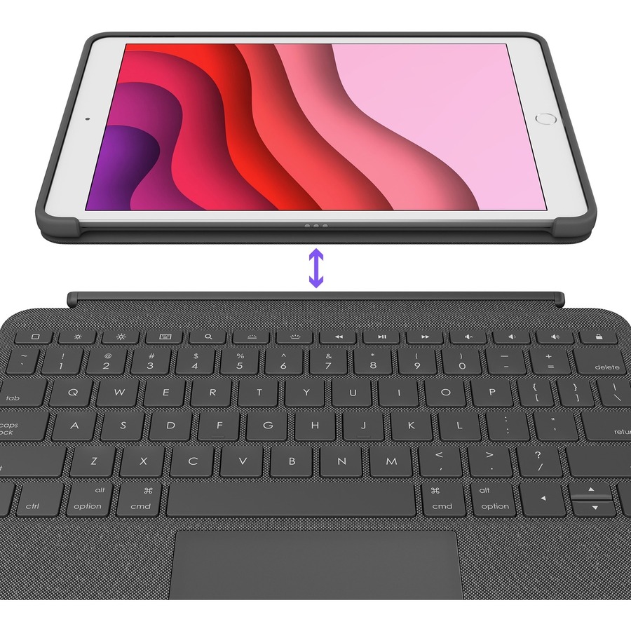 Logitech Combo Touch Keyboard/Cover Case iPad (7th Generation), iPad (9th Generation), iPad (8th Generation) Tablet - Graphite