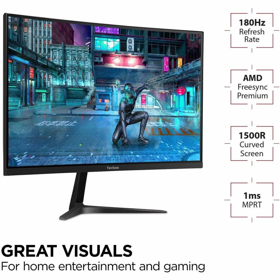 ViewSonic VX2718-2KPC-MHD 27 Inch Curved 1440p 1ms 180Hz Gaming Monitor with FreeSync Premium, Eye Care, HDMI and Display Port