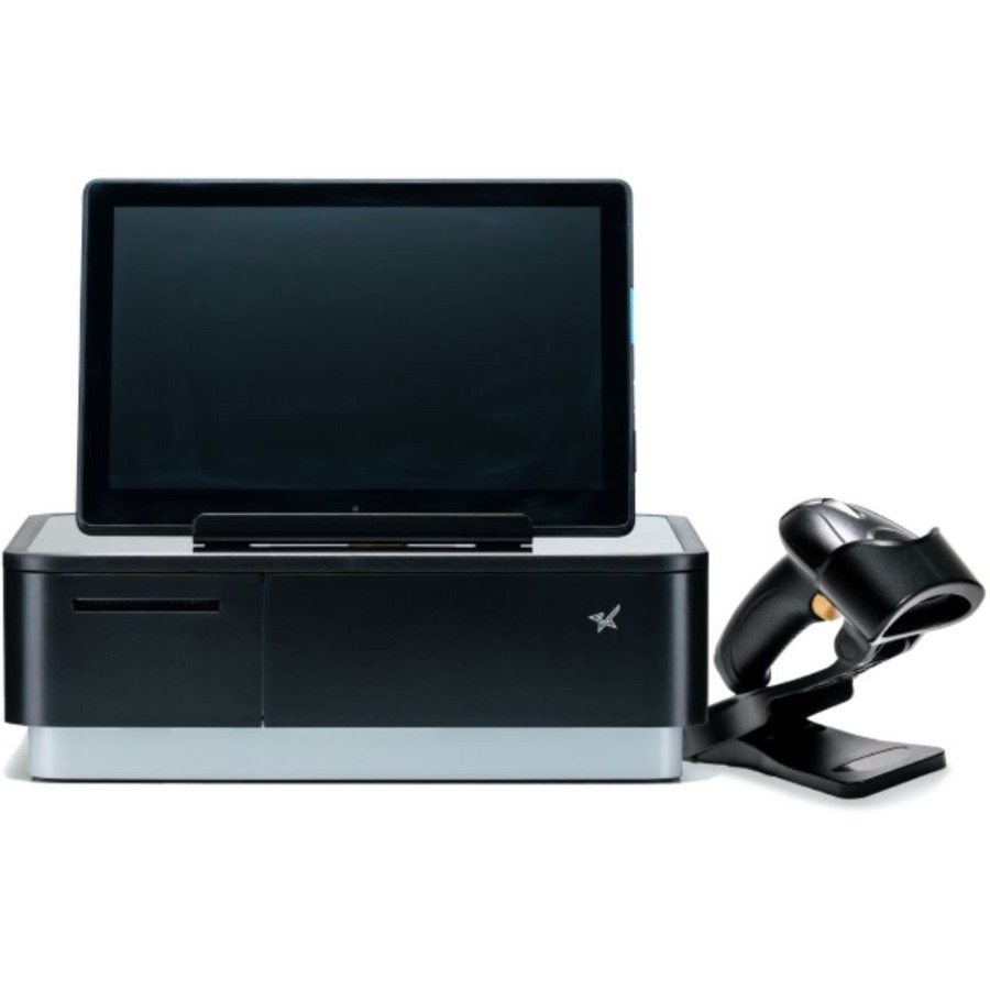 Star Micronics mPOP?® with 2D Scanner, Black, Integrated Printer & Cash Drawer, Flat Bill, Universal Tablet Stand - 2