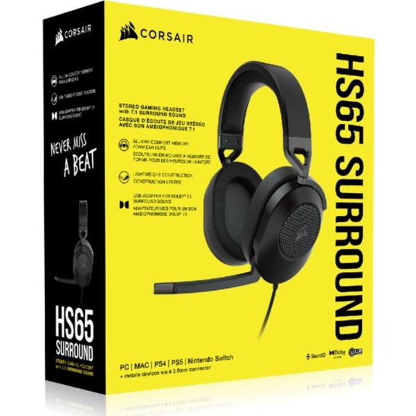 Corsair HS65 SURROUND Wired Gaming Headset - Carbon