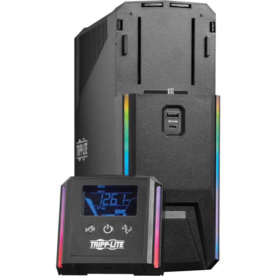 Tripp Lite by Eaton 1000VA 600W 120V Pure Sine Wave Gaming UPS Battery Backup - LCD, AVR, RGB LEDs, USB Charging, Power Saving