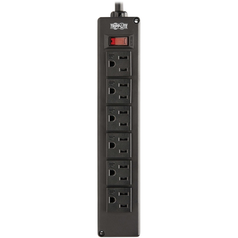 Tripp Lite by Eaton Safe-IT 6-Outlet Surge Protector - 10 ft. Spiral Cord, 5-15P Plug, 300 Joules, Antimicrobial Protection, Black