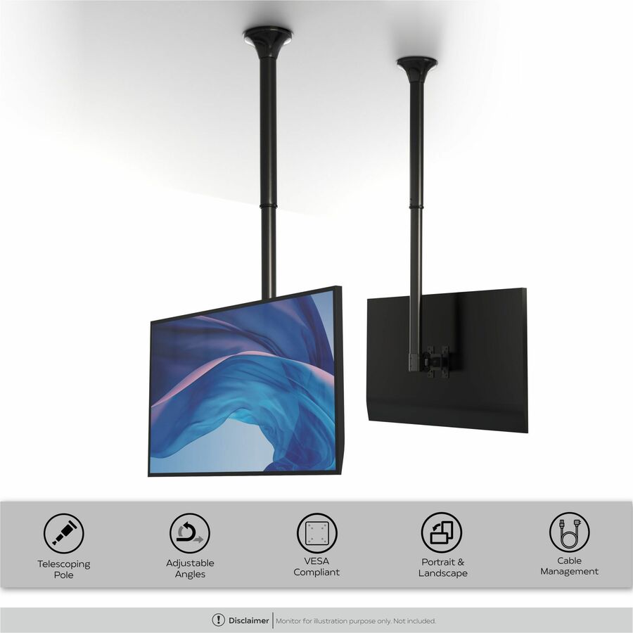 CTA Digital Height-Adjustable Ceiling Mount for Monitors and TVs