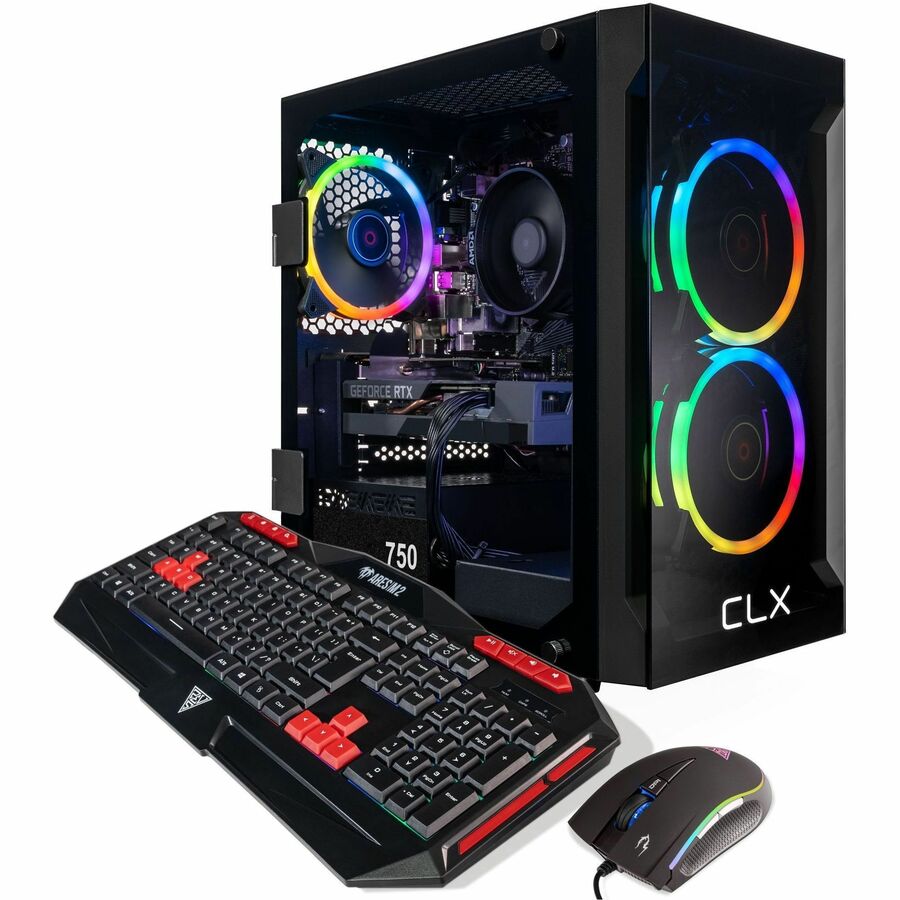 CLX SET TGMSETRTA3502BM Gaming Desktop Computer - AMD Ryzen 7 5700X Octa-core (8 Core) 3.40 GHz - 16 GB RAM DDR4 SDRAM - 2 TB HDD - 1 TB M.2 PCI Express NVMe SSD - Mini-tower - Matte Black