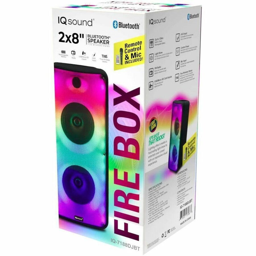 IQ Sound FIRE BOX IQ-7188DJBT Portable Bluetooth Speaker System - 12 W RMS