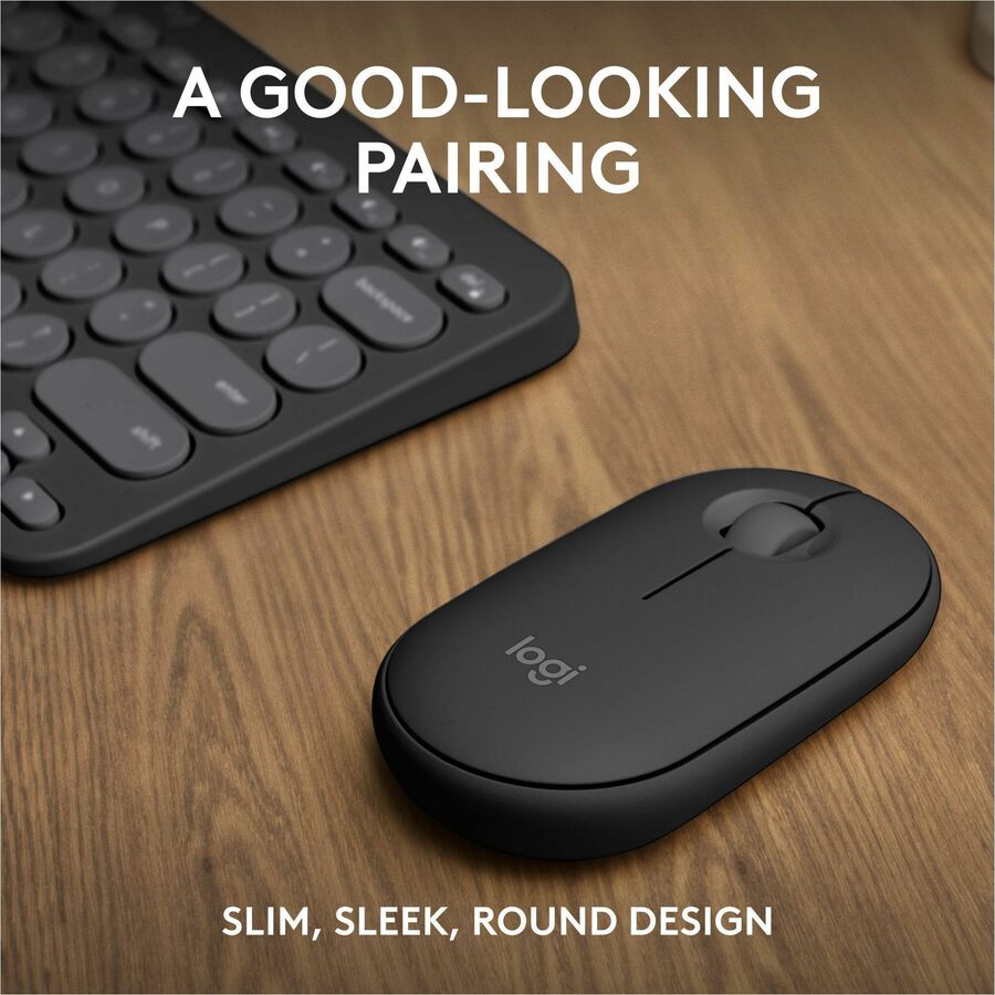 Logitech Pebble 2 Combo, Wireless Keyboard and Mouse, Quiet and Portable, Customizable, Logi Bolt, Tonal Graphite