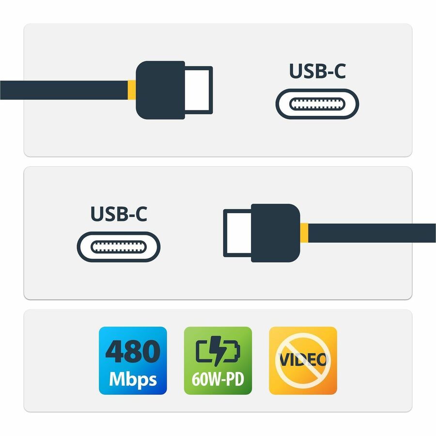 StarTech.com 2m (6ft) USB C Charging Cable, USB 2.0 Type-C Laptop Charger Cord, 60W 3A Power Delivery, TPE Jacket, Data Transfer Cable M/M