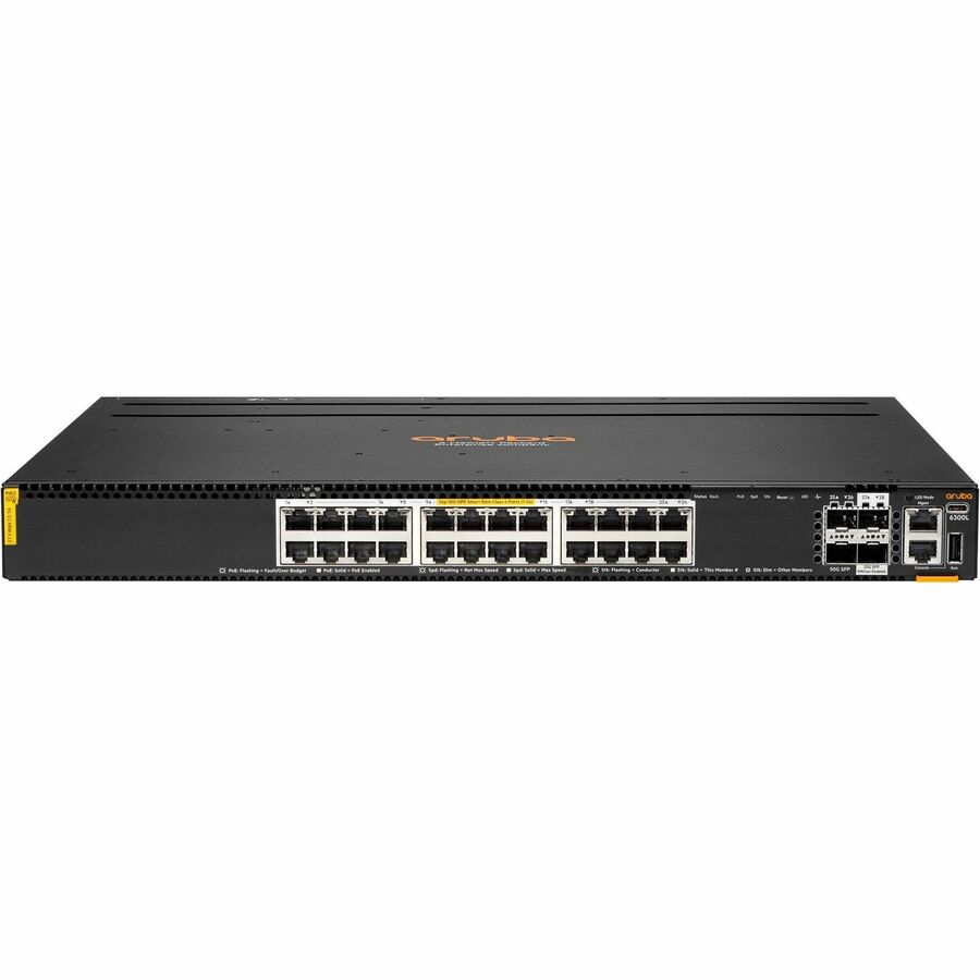 Aruba 6300L 24p Smart Rate 1G/2.5G/5G/10G CL6 2p SFP56 50G 2p SFP28 25G L2 Switch