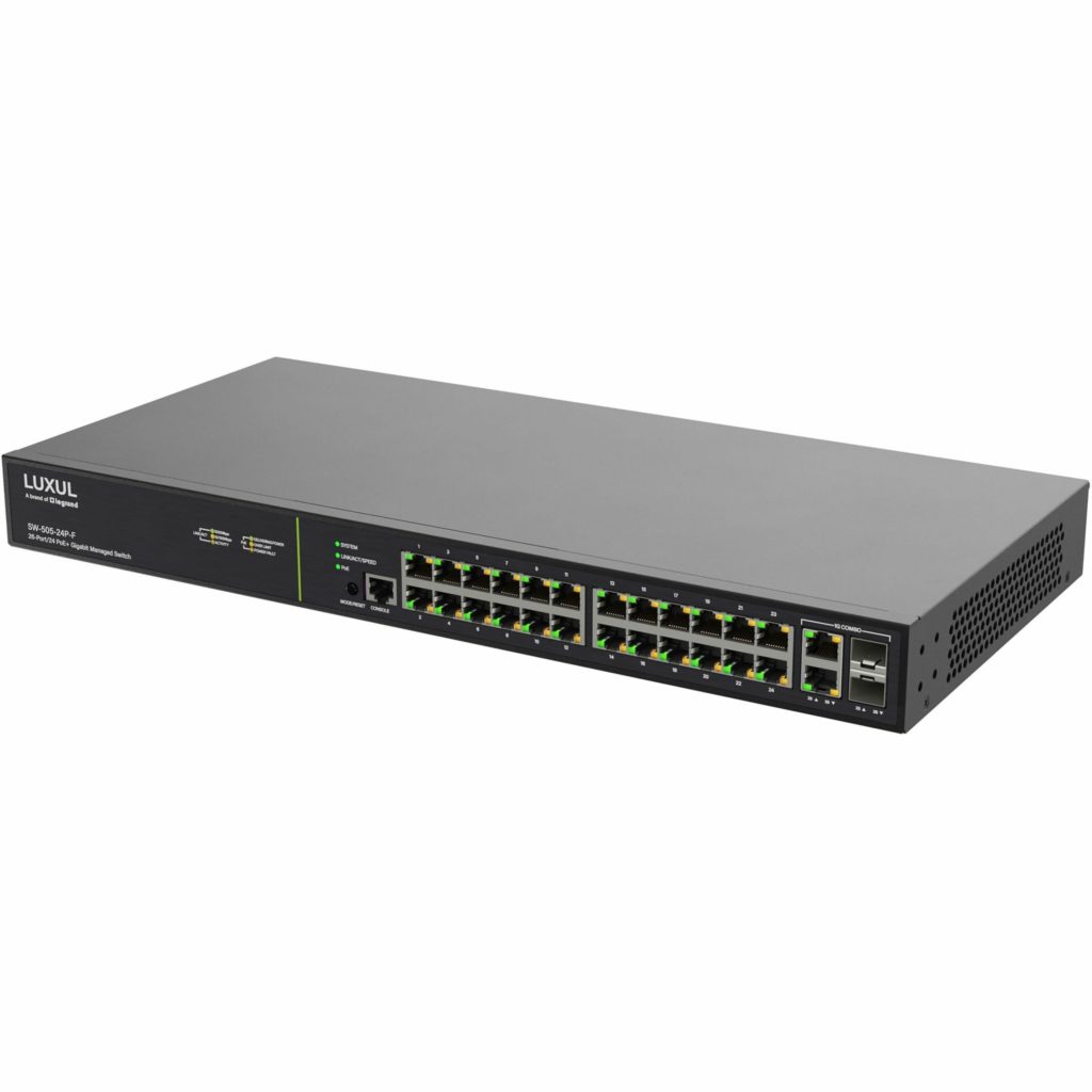 Luxul 1GB L2/L3 Managed Switch with 24 PoE+ / 2 Combo Front Facing Ports