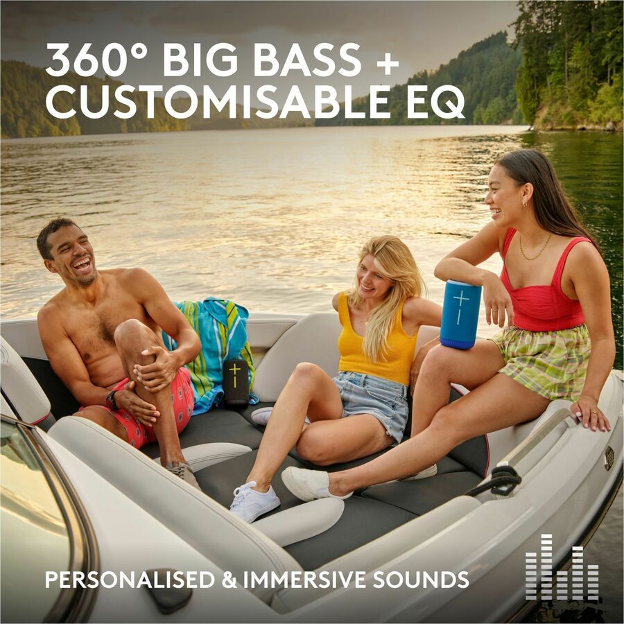 ULTIMATE EARS EVERBOOM Wireless Bluetooth Portable Speaker, Big Bass and Immersive 360-Degree Sound, Floatable Waterproof Speaker IP67, up to 20-Hour Battery and 180 ft (55 m) Range, Black