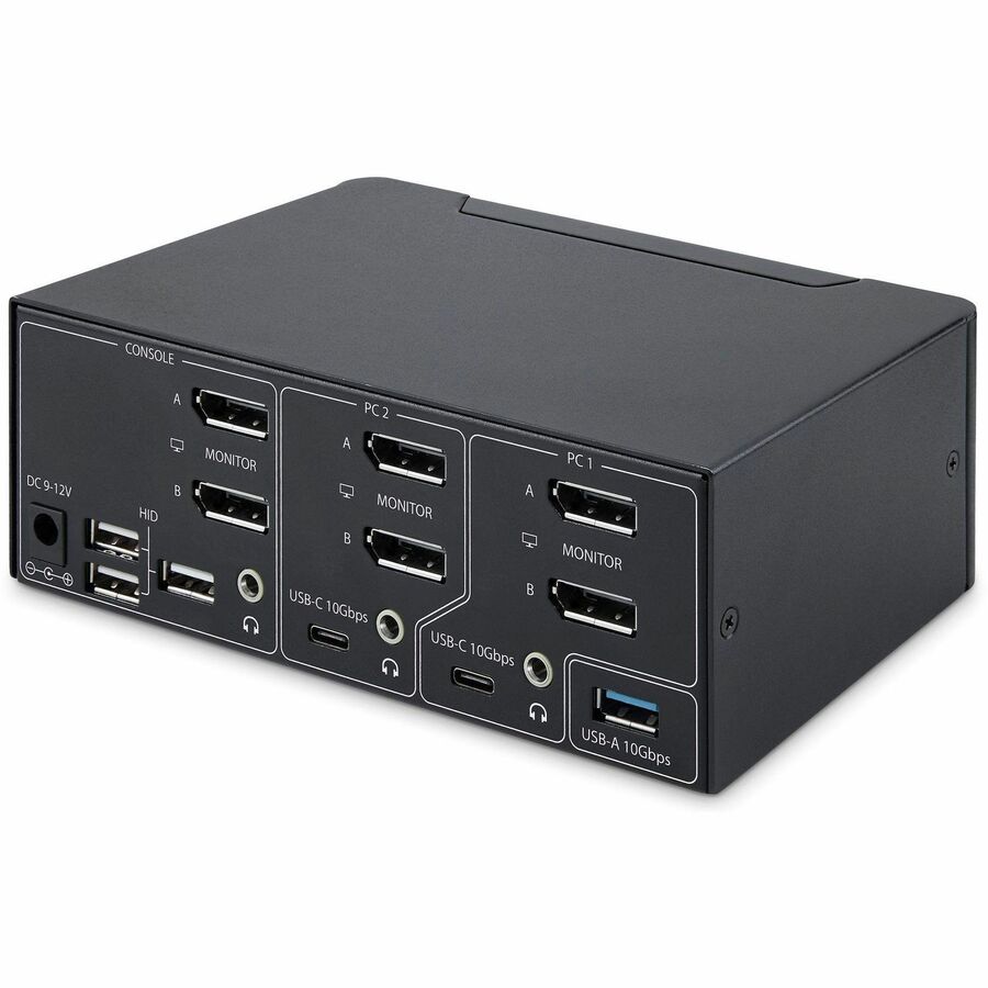 StarTech.com 2-Port Dual-Monitor DisplayPort 1.4 KVM Switch, 8K 60Hz / 4K 144Hz, 2x USB 10Gbps Ports, Hotkey Switching, TAA Compliant