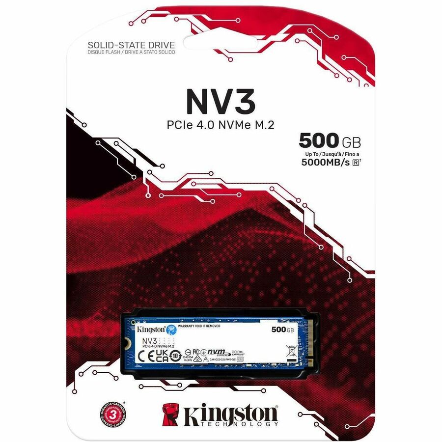 Kingston NV3 500 GB Solid State Drive - M.2 2280 Internal - PCI Express NVMe (PCI Express NVMe 4.0 x4)