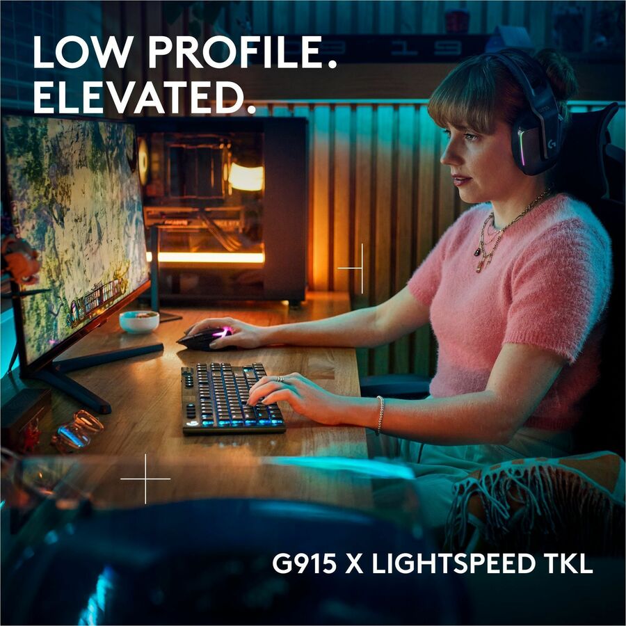 Logitech G915 X LIGHTSPEED TKL Low-Profile Wireless Gaming Keyboard, Double-Shot PBT Keycaps, Fully Programmable Keys, RGB Backlighting, Sleek Aluminum Finishing, GL Red Linear - PC/Mac