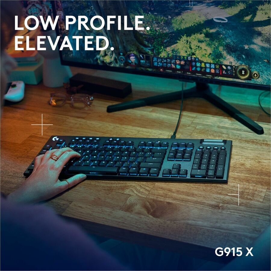 Logitech G915 X Low-Profile Wired Mechanical Gaming Keyboard, Double-Shot PBT Keycaps, Fully Programmable Keys, RGB Lighting, Aluminum Finish, GL Brown Tactile Switches - PC/Mac