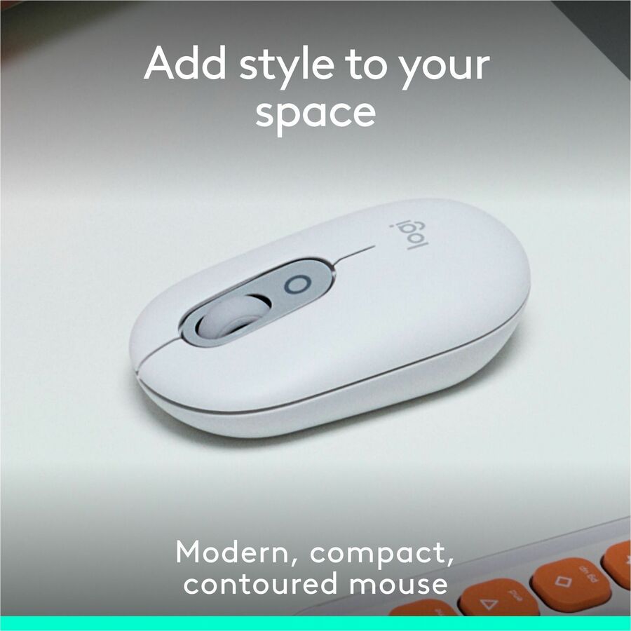 Logitech POP Mouse, Compact and Portable Wireless Bluetooth Mouse With Programmable Buttons and Quiet Clicks, Easy-Switch Between up to 3 Devices, Off-White